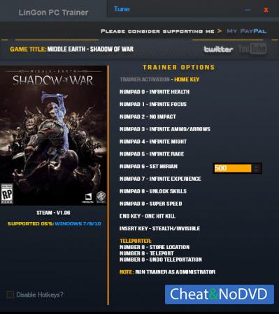 Middle-earth: Shadow of War  Trainer +14 v1.06 {LinGon}