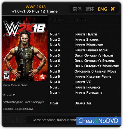 WWE 2K18  Trainer +12 v1.0 - 1.05 {FLiNG}