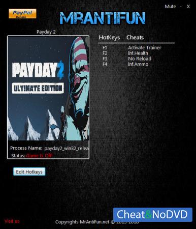 Payday 2  Trainer +3 v1.86.496 {MrAntiFun}