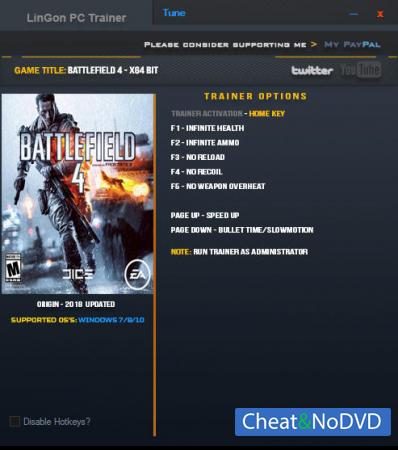 Battlefield 4  Trainer +7 Update Jan 2018 64bit {LinGon}