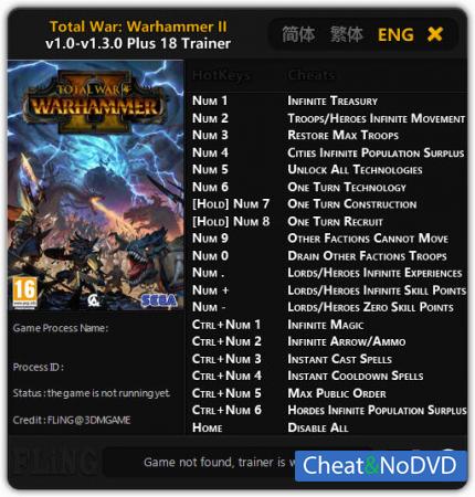 Total War: Warhammer 2  Trainer +18 v1.0 - 1.3.0 {FLiNG}