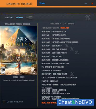 Assassin's Creed: Origins  Trainer +18 v1.20 {LinGon}