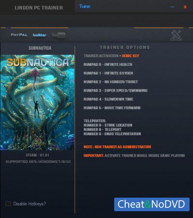 Subnautica  Trainer +7 v1.01 {LinGon}