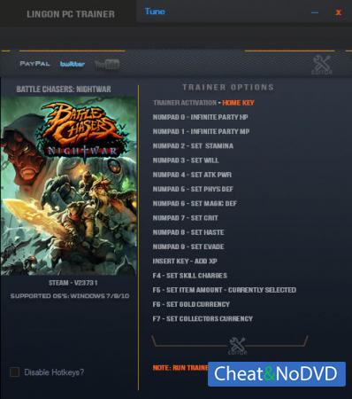 Battle Chasers: Nightwar  Trainer +15 v23731 {LinGon}