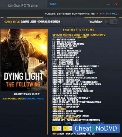 Dying Light: The Following - Enhanced Edition  Trainer +35 v1.15.0  Update 16 Feb 2018 {LinGon}