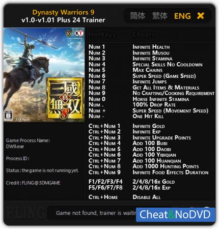 Dynasty Warriors 9  Trainer +24 v1.0 - 1.01 {FLiNG}