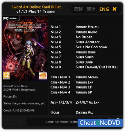 Sword Art Online: Fatal Bullet  Trainer +14 v1.1.1 {FLiNG}