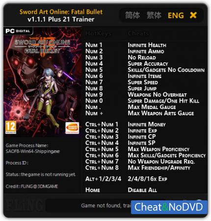 Sword Art Online: Fatal Bullet  Trainer +21 v1.1.1 {FLiNG}