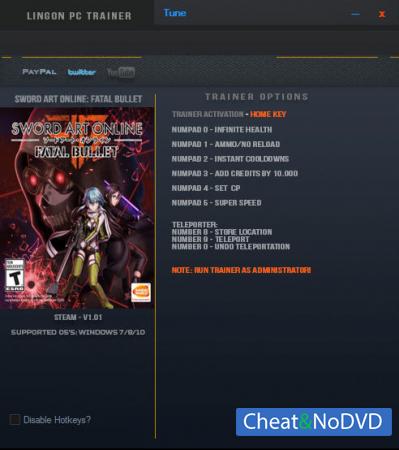 Sword Art Online: Fatal Bullet  Trainer +7 v1.01 {LinGon}