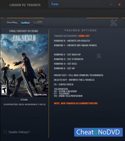 Final Fantasy XV  Trainer +11 Demo {LinGon}