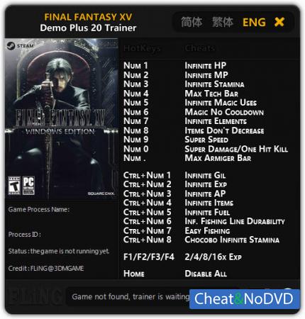 Final Fantasy XV  Trainer +20 Demo {FLiNG}