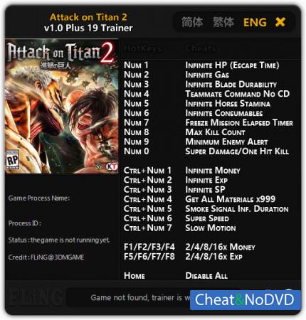 Attack on Titan 2  Trainer +19 v1.0 {FLiNG}