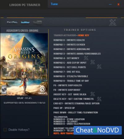 Assassin's Creed: Origins  Trainer +20 v1.41 {LinGon}