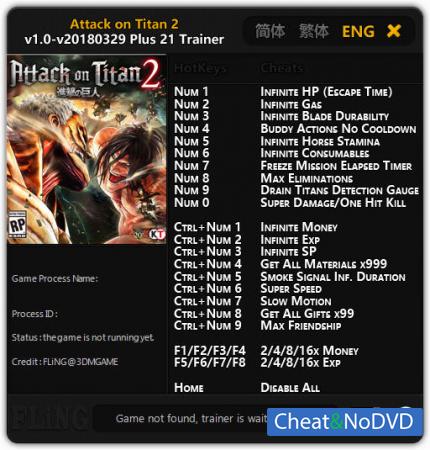 Attack on Titan 2  Trainer +21 v1.0 - 2018.03.29 {FLiNG}