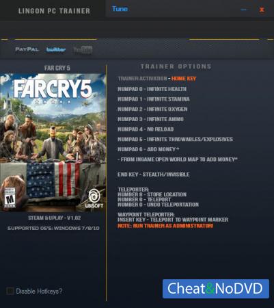 Far Cry 5  Trainer +10 v1.02 {LinGon}