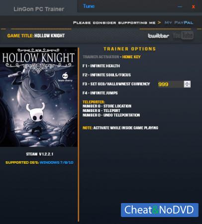 Hollow Knight  Trainer +6 v1.2.2.1 {LinGon}