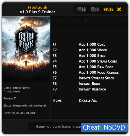 Frostpunk  Trainer +9 v1.0 {FLiNG}