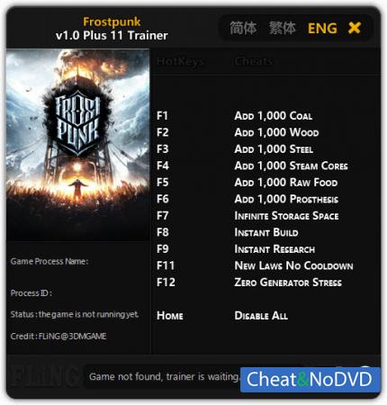 Frostpunk  Trainer +11 v1.0 {FLiNG}