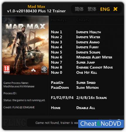 Mad Max  Trainer +12 v1.0 - 2018.04.30 {FLiNG}