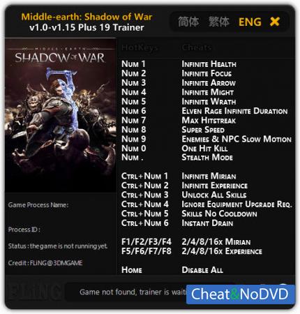 Middle-earth: Shadow of War  Trainer +19 v1.0 - 1.15 {FLiNG}