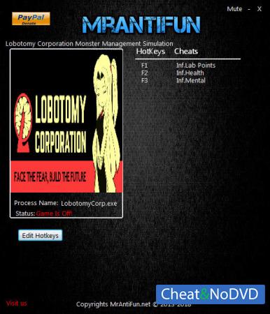 Lobotomy Corporation  Trainer +3 v1.0.2.6 {MrAntiFun}