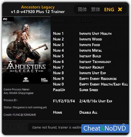 Ancestors Legacy  Trainer +12 v1.0 - 47920 {FLiNG}