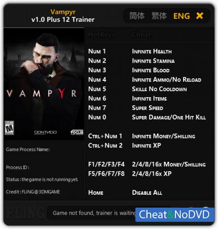 Vampyr  Trainer +12 v1.0 {FLiNG}