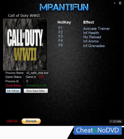 Call of Duty: WW2  Trainer +4 v06.04.2018 {MrAntiFun}