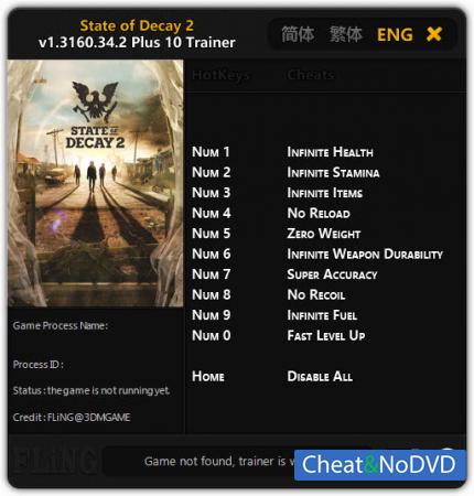 State of Decay 2  Trainer +10 v1.3160.34.2 {FLiNG}