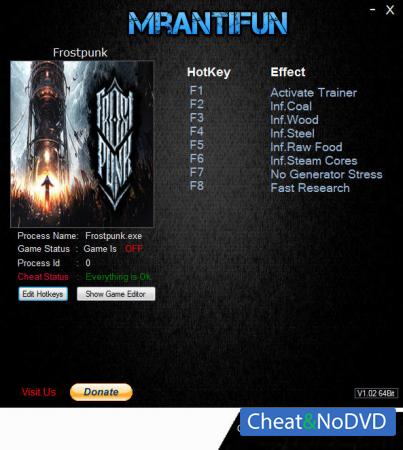 Frostpunk  Trainer +12 v1.1.0 {MrAntiFun}