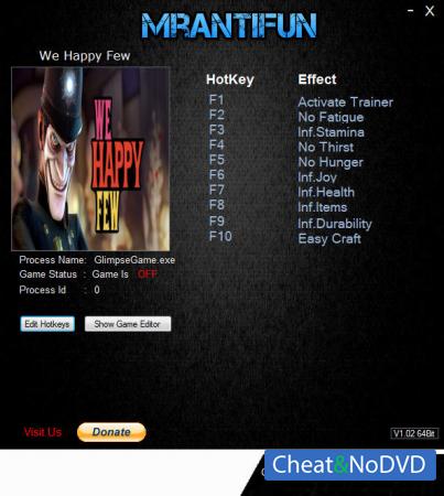 We Happy Few  Trainer +9 v1.1.69866 64bit {MrAntiFun}