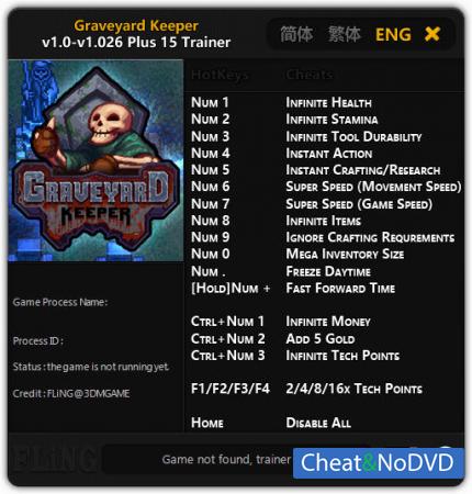 Graveyard Keeper  Trainer +15 v1.026 {FLiNG}