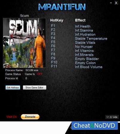 SCUM  Trainer +11 v0.1.17.8320 {MrAntiFun}