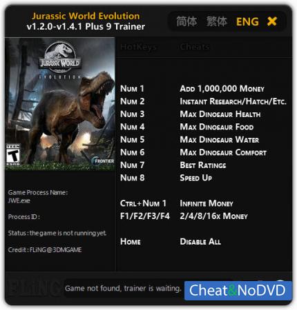 Jurassic World Evolution  Trainer +9 v1.4.1 {FLiNG}