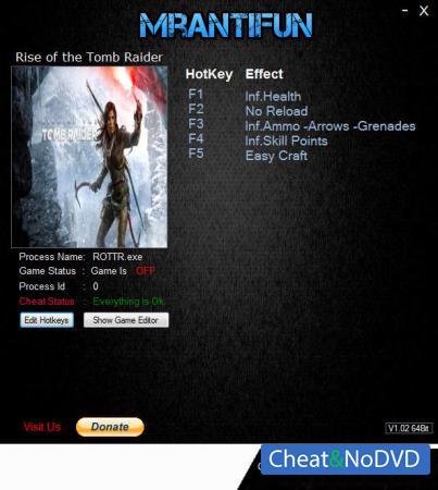 Rise of the Tomb Raider  Trainer +7 v1.00 Build 813.64 {MrAntiFun}