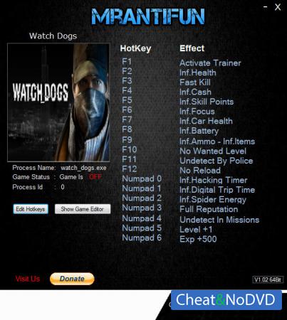 Watch Dogs  Trainer +19 v1.06.329 {MrAntiFun}