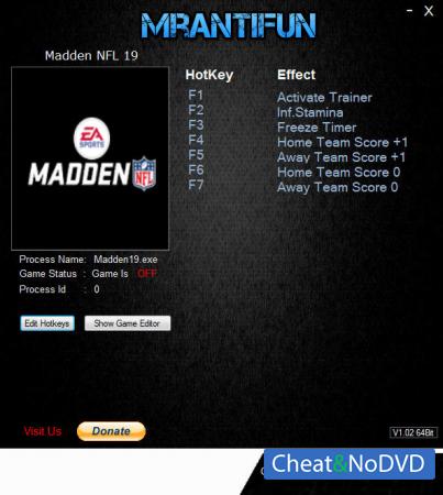 Madden NFL 19  Trainer +6 v1.00 {MrAntiFun} 