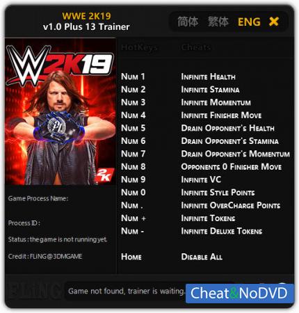 WWE 2K19  Trainer +13 v1.0 {FLiNG} 