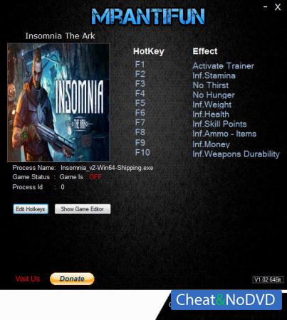 Insomnia: The Ark  Trainer +9 v09.10.2018 {MrAntiFun}