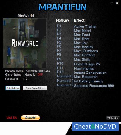 RimWorld  Trainer +14 v1.0.2059 {MrAntiFun}