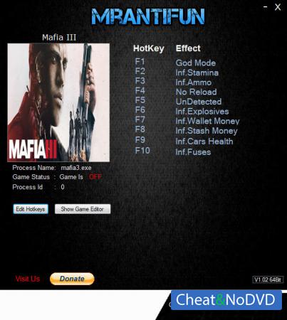 Mafia 3  Trainer +9 v1.090 Update 21.10.2018 {MrAntiFun}