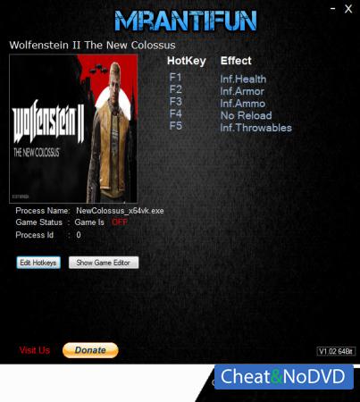 Wolfenstein 2: The New Colossus  Trainer +5 v1.03 {MrAntiFun}