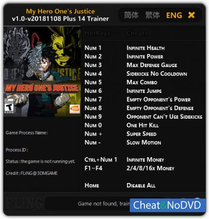 MY HERO ONE'S JUSTICE  Trainer +14 v1.0 Update 2018.11.8 {FLiNG}