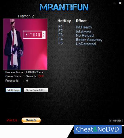 Hitman 2  Trainer +5 v14.11.2018 MrAntiFun}