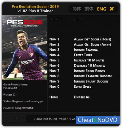 Pro Evolution Soccer 2019  Trainer +8 v1.02 {FLiNG}