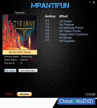 Tyranny  Trainer +8 v1.2.1.0160 {MrAntiFun}