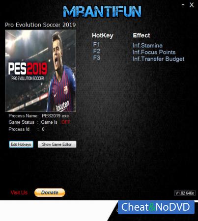 Pro Evolution Soccer 2019  Trainer +3 v1.02.00 {MrAntiFun}