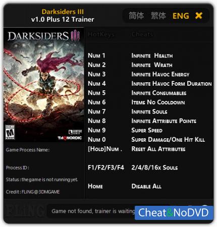 Darksiders 3  Trainer +12 v1.0 {FLiNG}