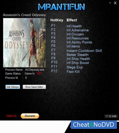 Assassins Creed: Odyssey  Trainer +12 v1.1.1 {MrAntiFun}