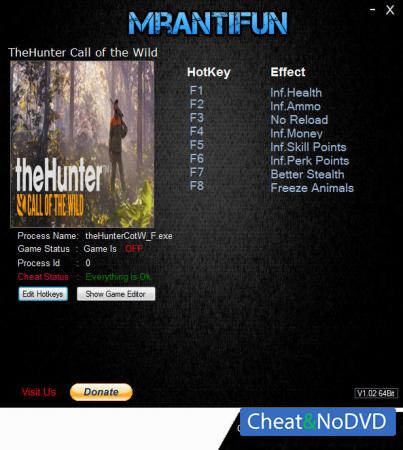 theHunter: Call of the Wild  Trainer +8 v1577407 {MrAntiFun}